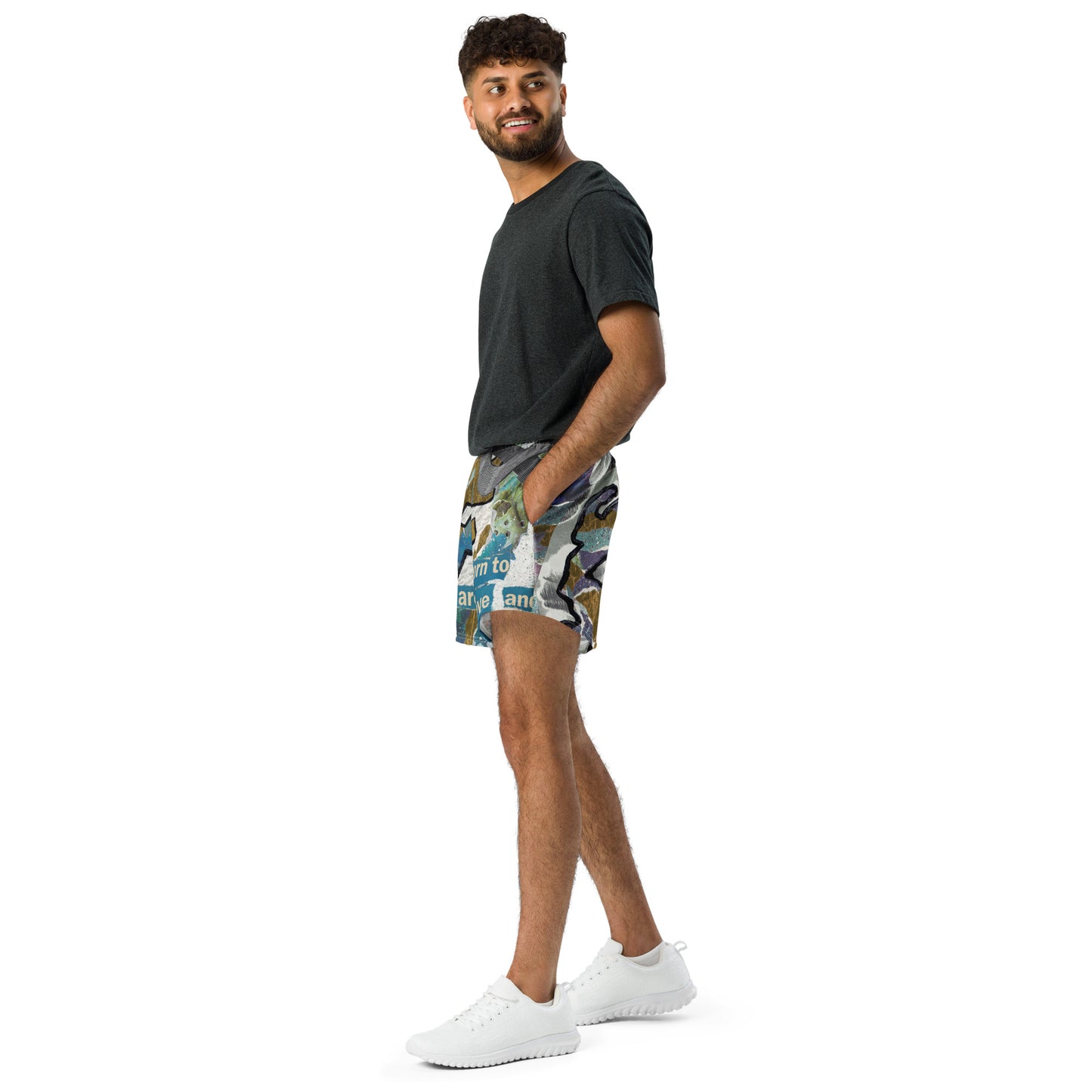 Athletic Swim Shorts: Love and Create (2.5" inseam)