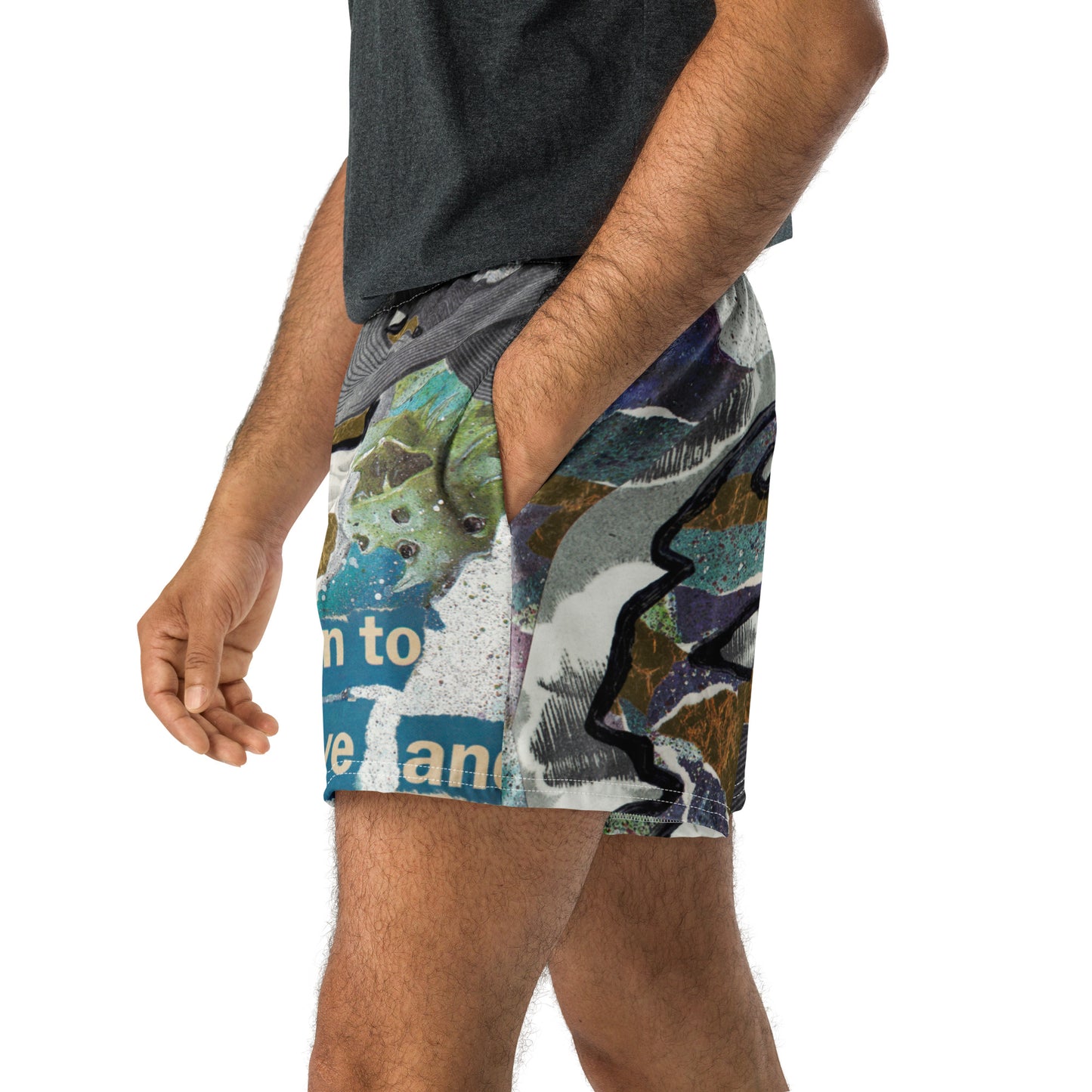 Athletic Swim Shorts: Love and Create (2.5" inseam)