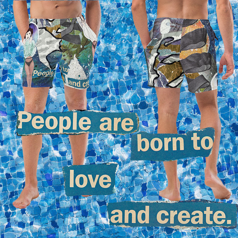 Athletic Swim Shorts: Love and Create